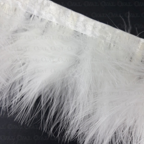Feathers on ribbon 8cm/1y white 4162
