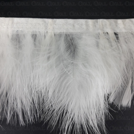 Feathers on ribbon 8cm/1y white 4162