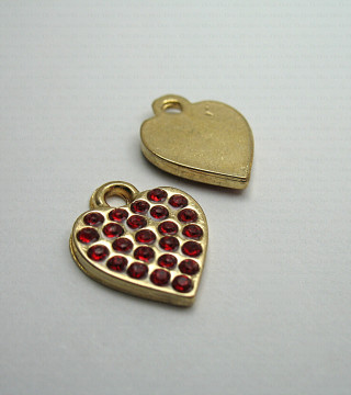 Decorative heart pendant with rhinestones No. 988