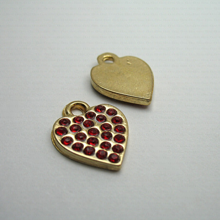 Decorative heart pendant with rhinestones No. 988