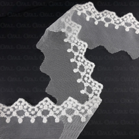 Lace embroidery on tulle 60mm/20y cream 4774