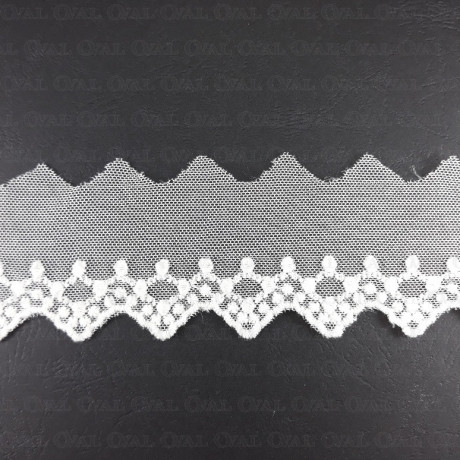Lace, embroidery on tulle 60 mm / 15.5 yds, 19.5 yds or 1 yd white 4775