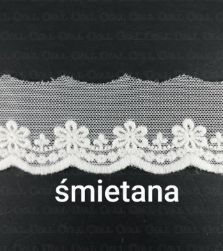 Lace embroidery on tulle 45mm/20y or 1y cream 4776
