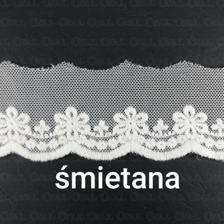 Lace embroidery on tulle 45mm/20y or 1y cream 4776