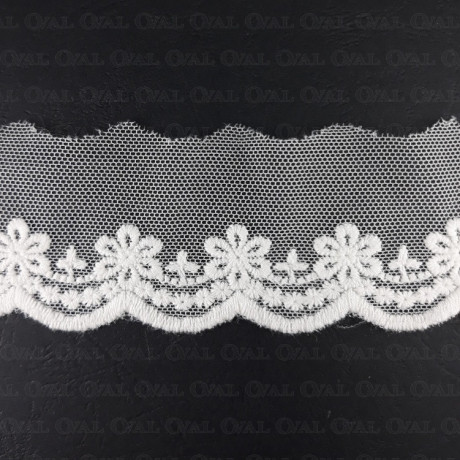 Lace embroidery on tulle 45mm/20y or 1y cream 4776