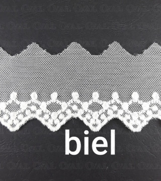 Koronka haft na tiulu 60mm biel  4775