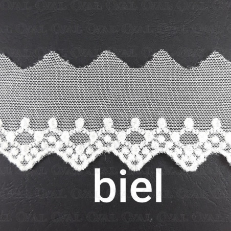Lace, embroidery on tulle 60 mm / 15.5 yds, 19.5 yds or 1 yd white 4775