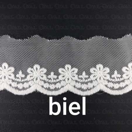 Lace embroidery on tulle 45mm/19.5 Y white 4777
