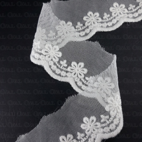 Koronka haft na tiulu 45mm/20y  biel  4777