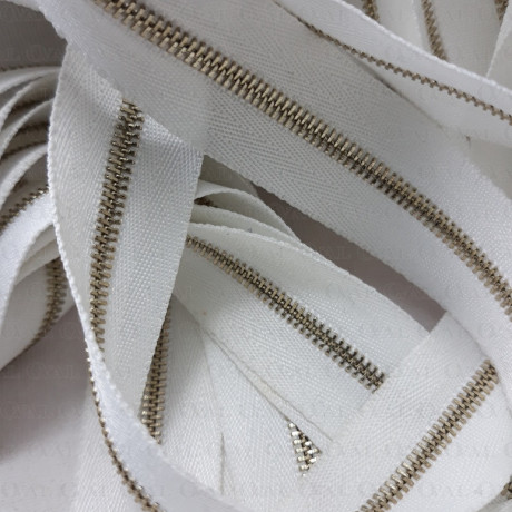 Metal zips 16, 60 cm, white and ecru, closed-end 2053