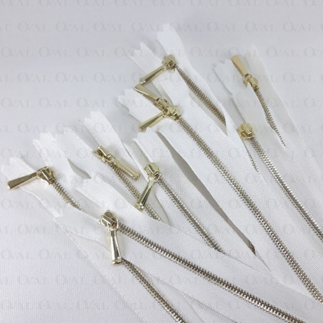 Metal zips 16, 60 cm, white and ecru, closed-end 2053