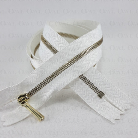 Metal zips 16, 60 cm, white and ecru, closed-end 2053