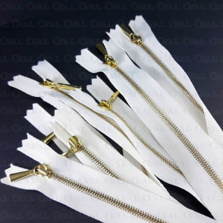 Metal zips 16, 60 cm, white and ecru, closed-end 2053