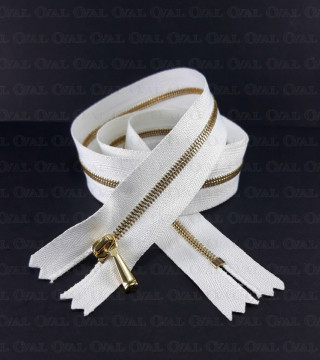 Metal zips 16, 60 cm, white and ecru, closed-end 2053