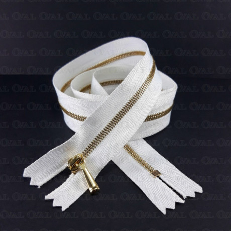 Metal zips 16, 60 cm, white and ecru, closed-end 2053