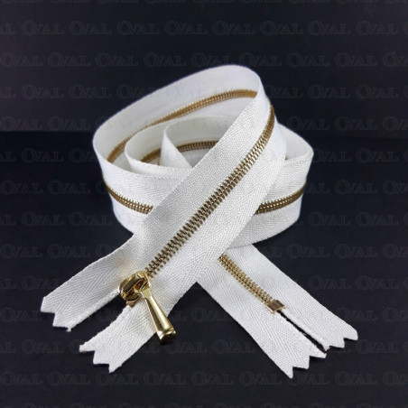 Metal zips 16, 60 cm, white and ecru, closed-end 2053