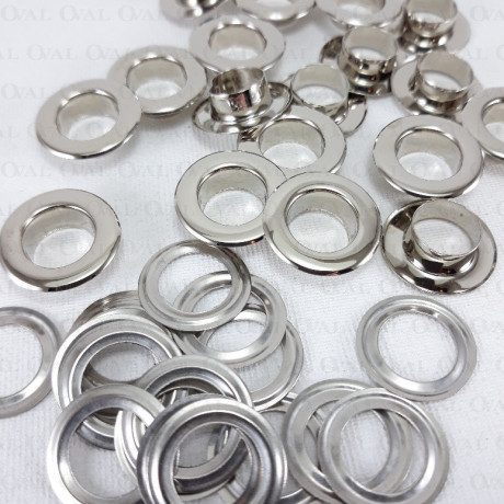 Stainless eyelets 10mm / 100 or 500 pcs flat silver 4819