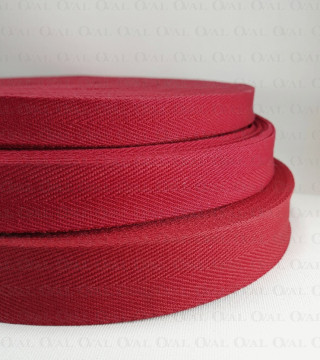 Cotton herringbone tape, red 50m 4828