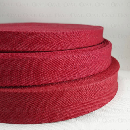 Cotton herringbone tape, red 50m 4828