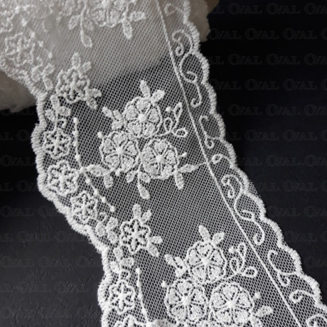 Koronka haft na tiulu 85mm/15y śmietana 4880