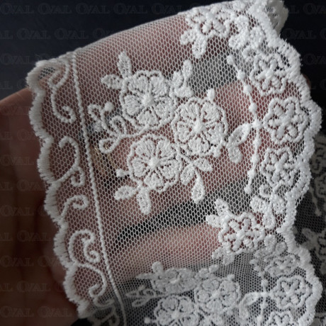 Koronka haft na tiulu 85mm/15y śmietana 4880