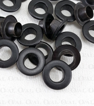 Oczka nierdzewne 6mm/500szt czarne PŁASKIE 4904