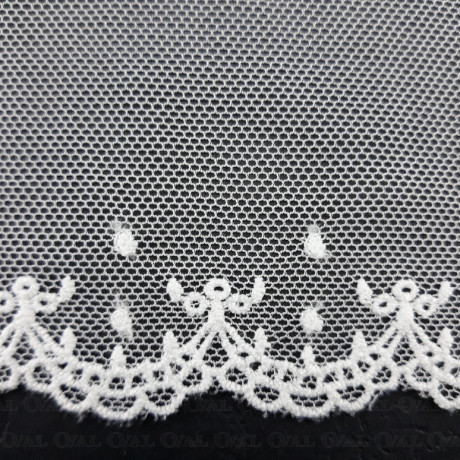 Koronka haft na tiulu 70mm/1y  śmietana 4907