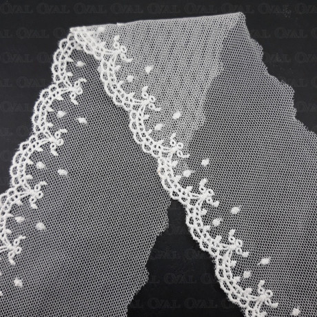 Lace embroidery on tulle 70mm/1y cream 4907
