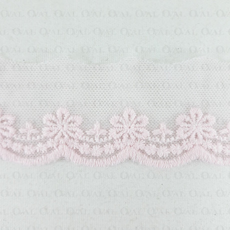 Koronka haft na tiulu 45mm/20y róż 4879