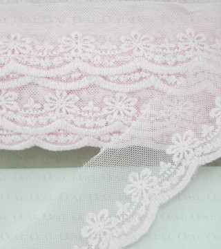 Koronka haft na tiulu 45mm/20y róż 4879