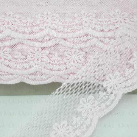 Koronka haft na tiulu 45mm/20y róż 4879