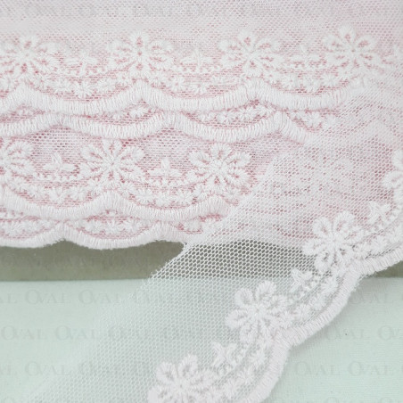 Koronka haft na tiulu 45mm/20y róż 4879