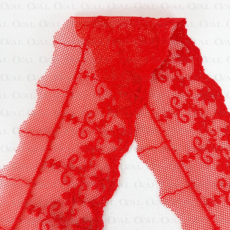 Lace embroidery on tulle 60mm/1y red 3804