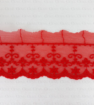 Lace embroidery on tulle 60mm/1y red 3804