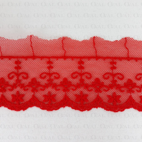 Lace embroidery on tulle 60mm/1y red 3804