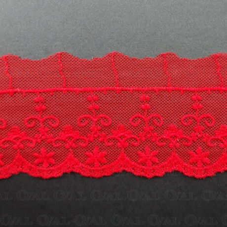 Koronka haft na tiulu 60mm/1y czerwień 4774