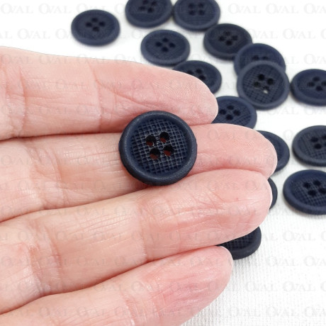 Polyester button 15mm/10pcs navy blue 3874