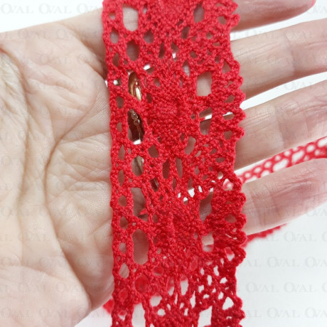 Cotton lace 40mm/1y red 3083