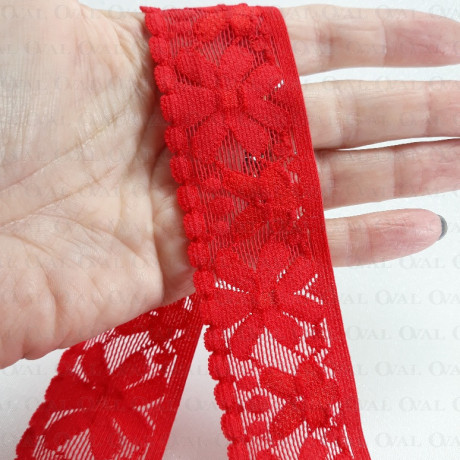 Elastic lace 35mm/1m red 3127