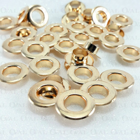Oczka, przelotki nierdzewne 8mm/200,500,1000szt złote PŁASKIE 4968