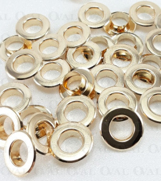Oczka, przelotki nierdzewne 8mm/200,500,1000szt złote PŁASKIE 4968