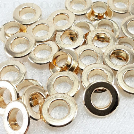 Oczka, przelotki nierdzewne 8mm/200,500,1000szt złote PŁASKIE 4968