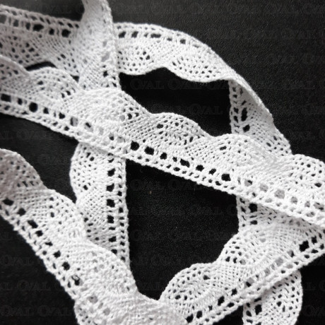 Koronka bawełniana O 20mm/25m biała 5020