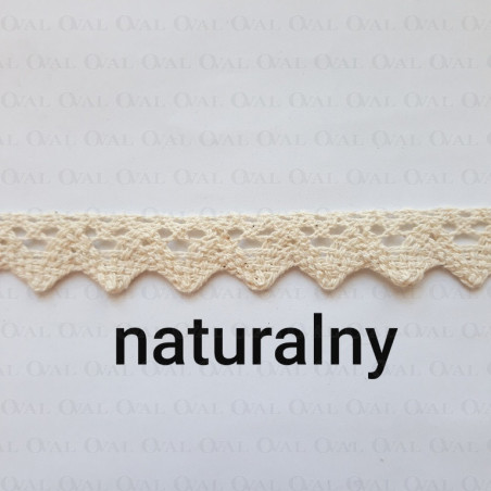 Koronka bawełniana ząbek O 16mm / 25m  naturalny 5024