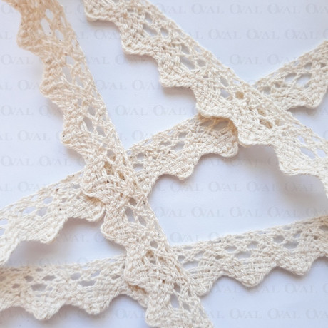 Koronka bawełniana ząbek O 16mm / 25m  naturalny 5024