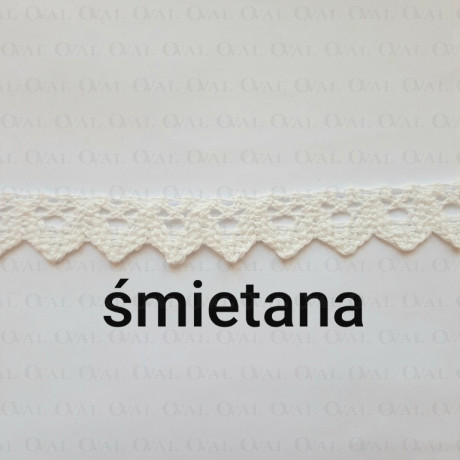 Koronka bawełniana ząbek O 16mm / 25m  śmietana 5025
