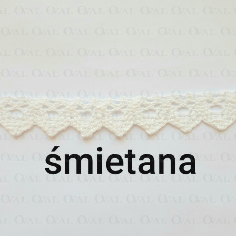 Koronka bawełniana ząbek O 16mm / 25m  śmietana 5025