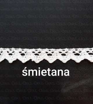 Koronka bawełniana ząbek O 16mm / 25m  śmietana 5025