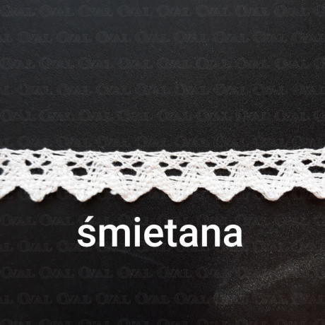 Koronka bawełniana ząbek O 16mm / 25m  śmietana 5025