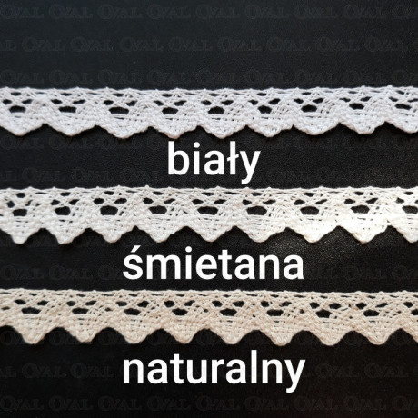 Koronka bawełniana ząbek O 16mm / 25m  biała 5026